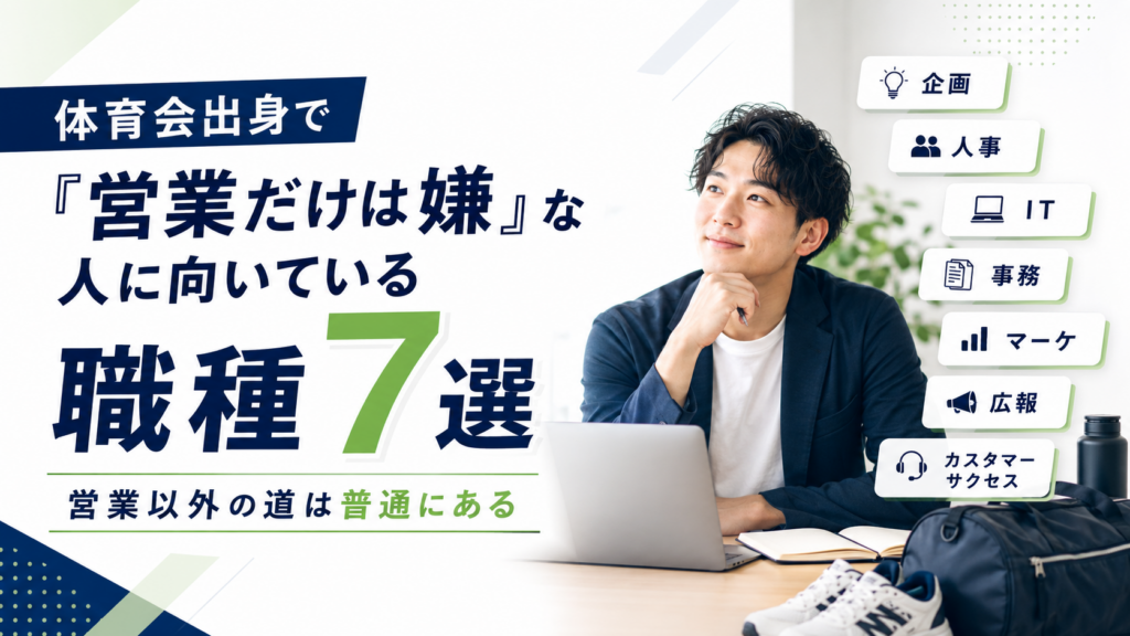 体育会出身者に向いている営業以外の職種を解説する記事のアイキャッチ