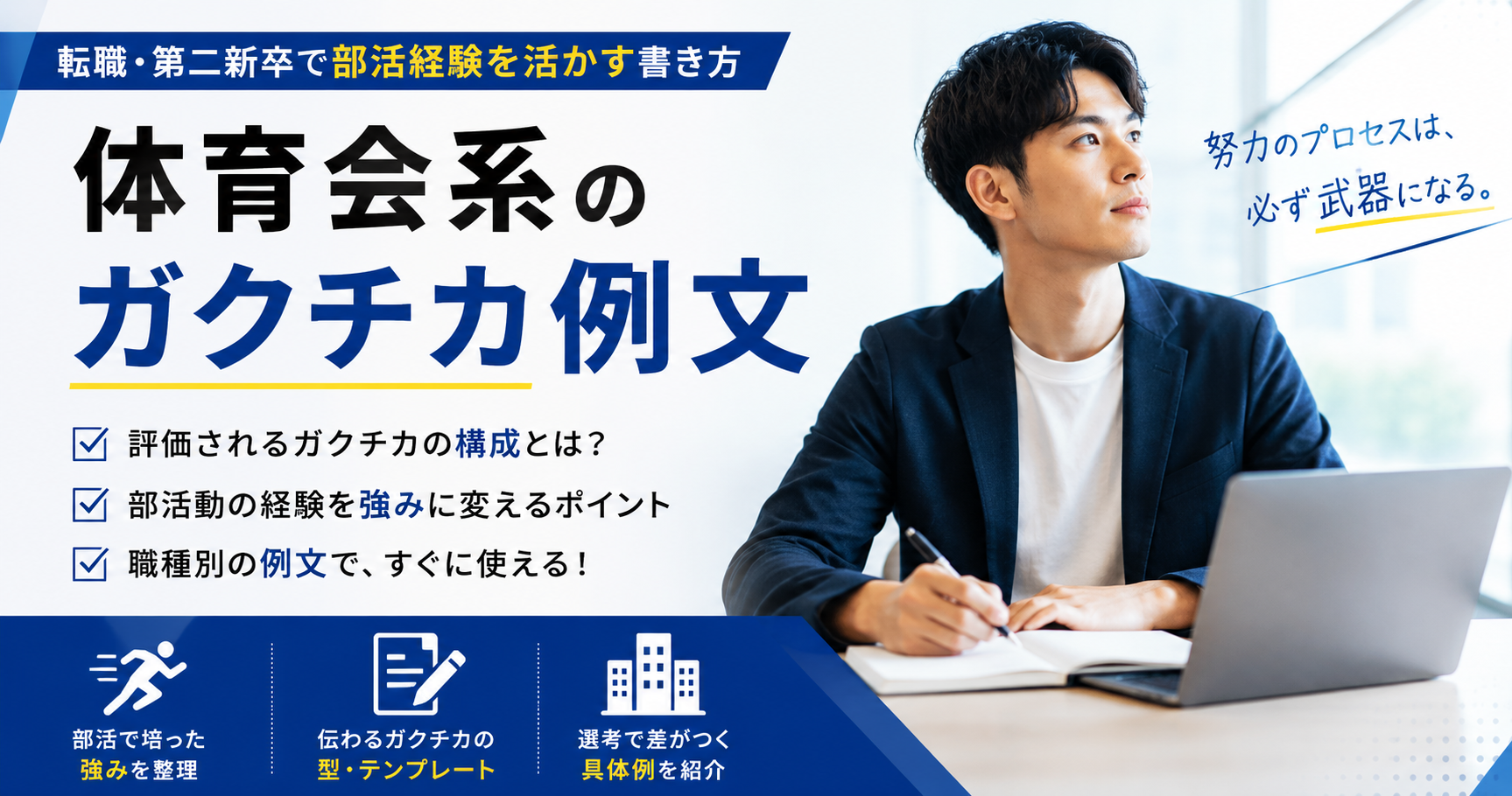 体育会系のガクチカ例文と部活経験を活かす書き方を解説する記事のアイキャッチ